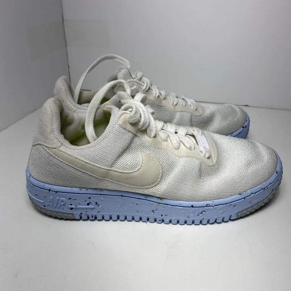 Nike Air Force‎ 1 Crater Flyknit White Pure Platinum DC7273-100 Womens Size 8